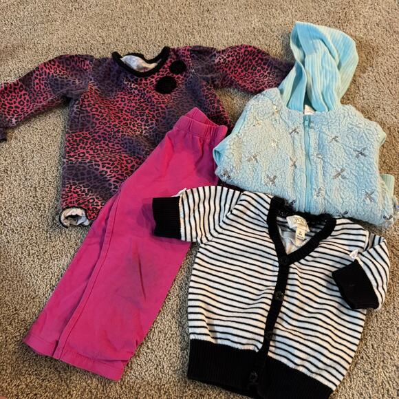 4 Piece LOT of Baby Girls Size 24 Months Winter Tops & Bottoms Hooded Jacket - Picture 1 of 15